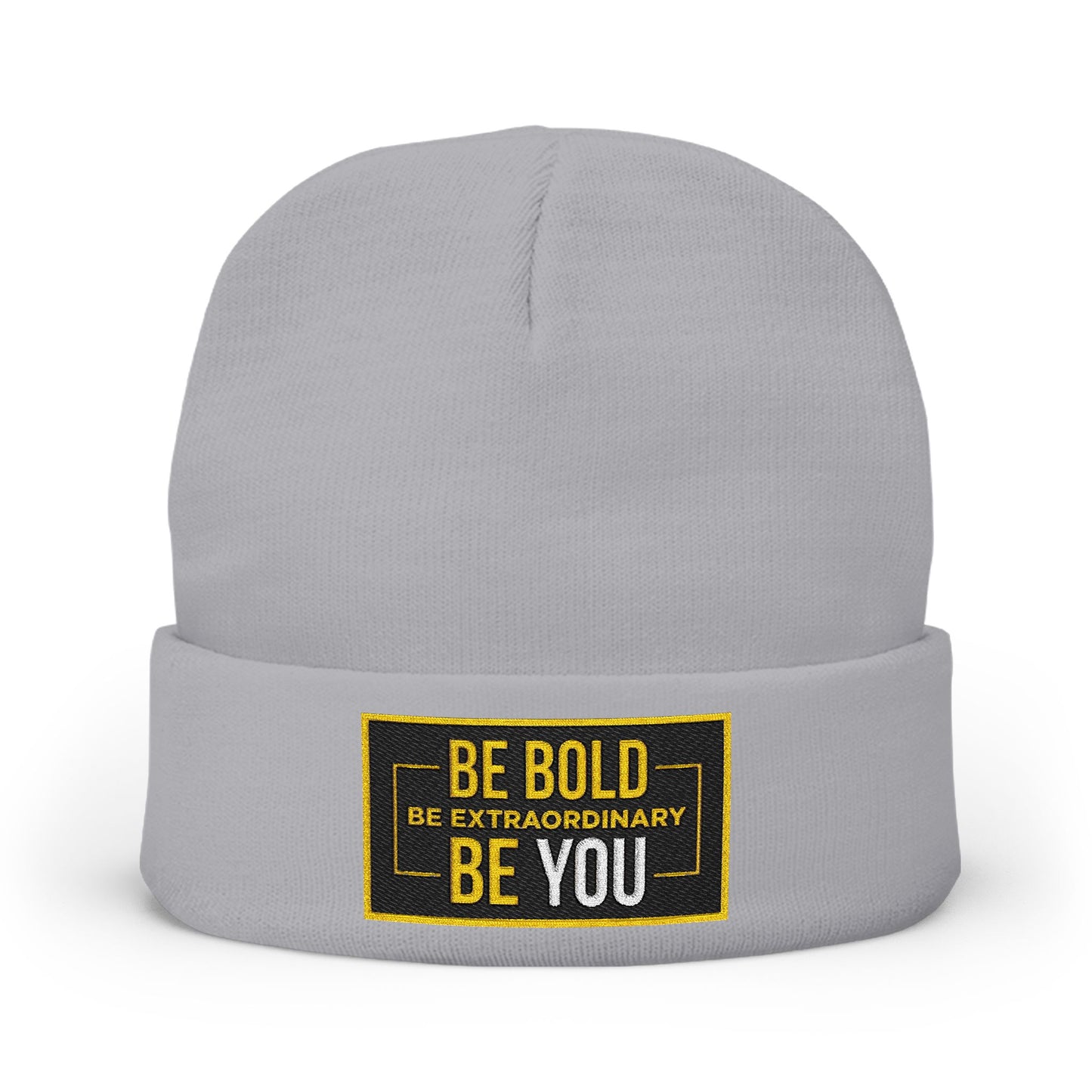 Bold Embroidered Knit Beanie | Inspirational Winter Hat, Fashion Accessory, Gift for Her, Unisex Beanie, Cozy Warmth