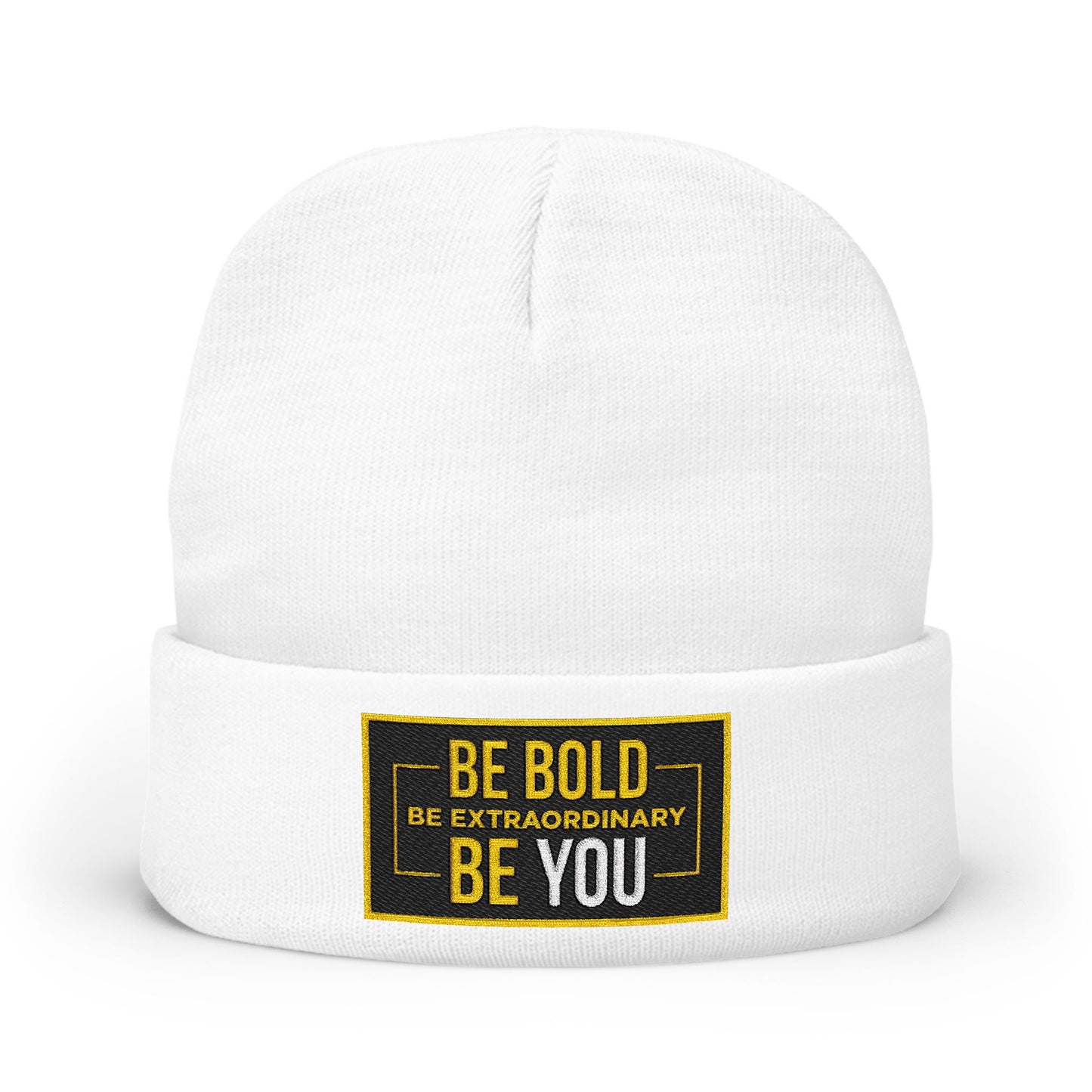 Bold Embroidered Knit Beanie | Inspirational Winter Hat, Fashion Accessory, Gift for Her, Unisex Beanie, Cozy Warmth