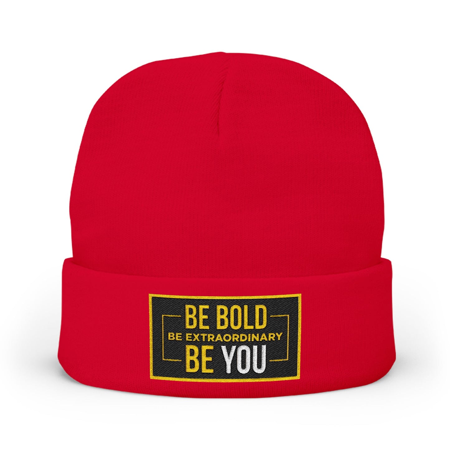 Bold Embroidered Knit Beanie | Inspirational Winter Hat, Fashion Accessory, Gift for Her, Unisex Beanie, Cozy Warmth