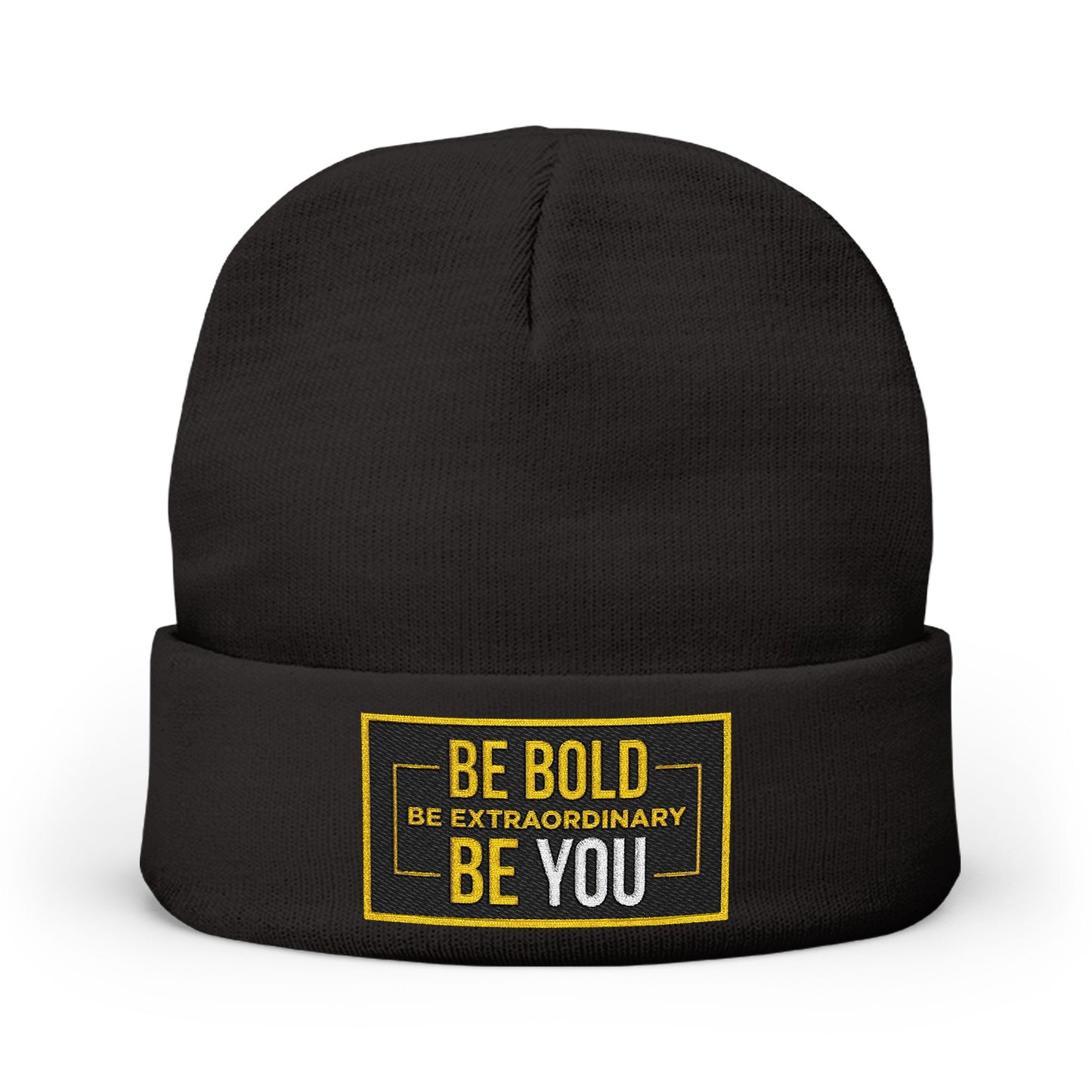 Bold Embroidered Knit Beanie | Inspirational Winter Hat, Fashion Accessory, Gift for Her, Unisex Beanie, Cozy Warmth